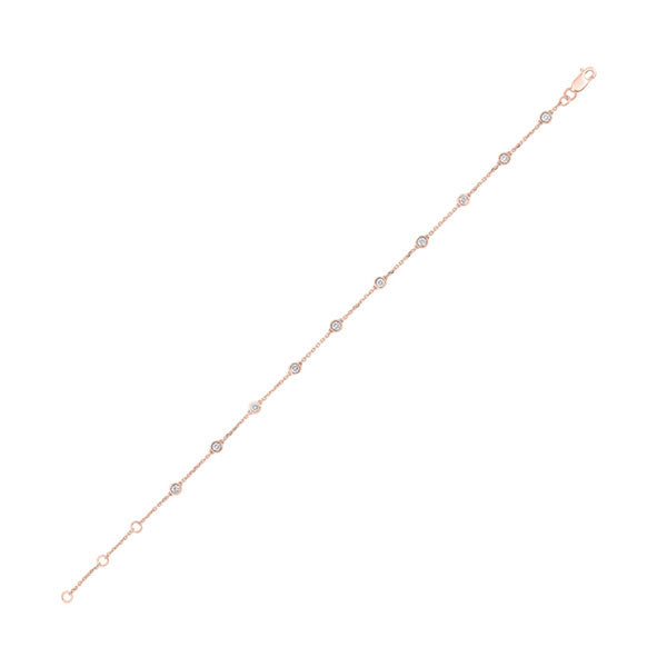 14KT Pink Gold & Diamond Diamonds By The Yard Bracelet & Necklace Bracelet  - 1/2 ctw