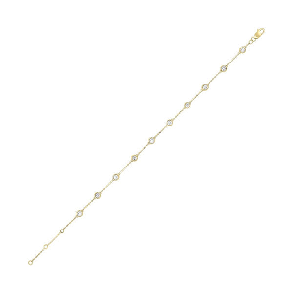 14KT Yellow Gold & Diamond Diamonds By The Yard Bracelet & Necklace Bracelet  - 3/4 ctw