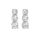 14KT White Gold & Diamond Classic Book 3 Stone Fashion Earrings   - 1 ctw