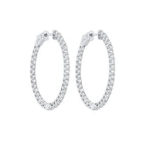 14KT White Gold & Diamond Classic Book Hoop Fashion Earrings  - 3-1/4 ctw