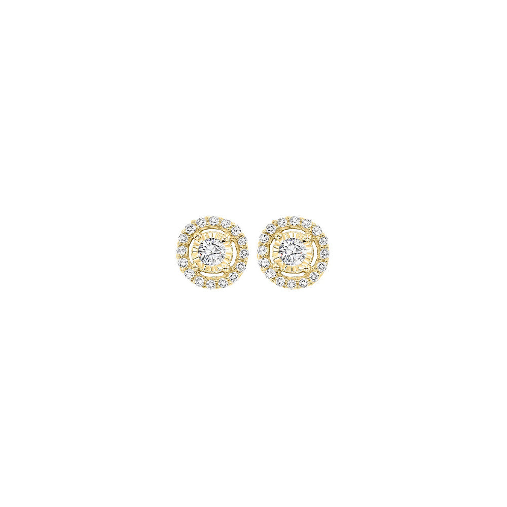 14KT Yellow Gold & Diamond Tru Reflection Fashion Earrings  - 1/3 ctw