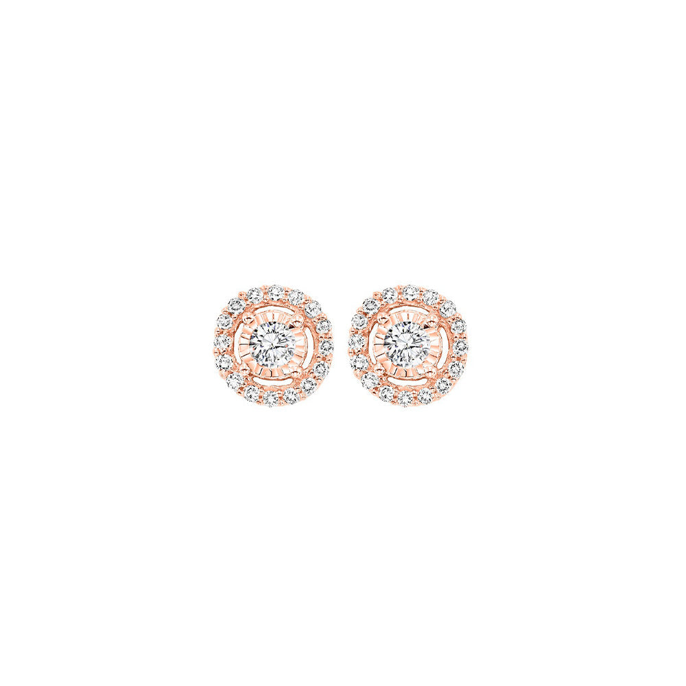 14KT Pink Gold & Diamond Tru Reflection Fashion Earrings  - 1/2 ctw