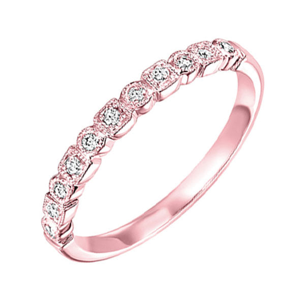 10KT Pink Gold & Diamond Sparkle Fashion Ring  - 1/8 ctw