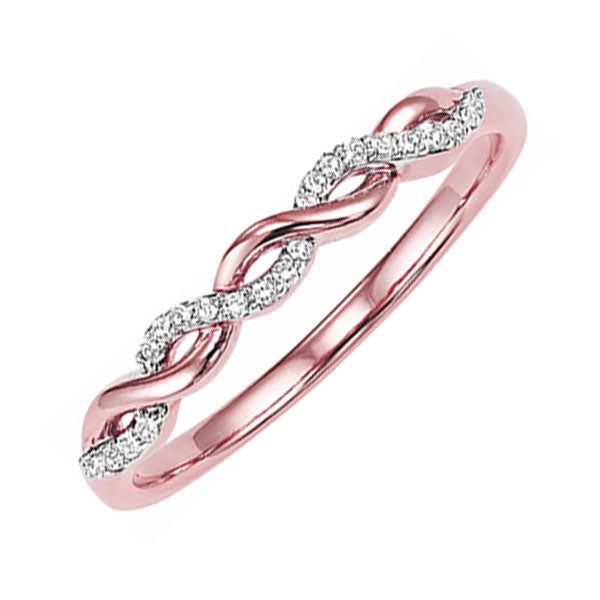 14KT Pink Gold & Diamond Sparkle Fashion Ring  - 1/10 ctw