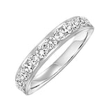 14KT White Gold & Diamond Classic Book Diamond Overatures Band Ring  - 1/10 ctw