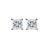 14KT White Gold & Diamond Classic Book Pricess Cut Stud Earrings  - 1/3 ctw