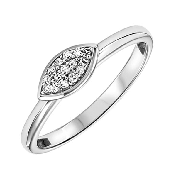 14KT White Gold & Diamond Stackable Fashion Ring  - 1/10 ctw