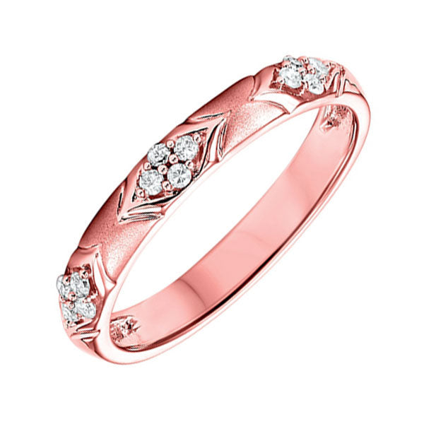 14KT Pink Gold & Diamond Stackable Fashion Ring   - 1/8 ctw