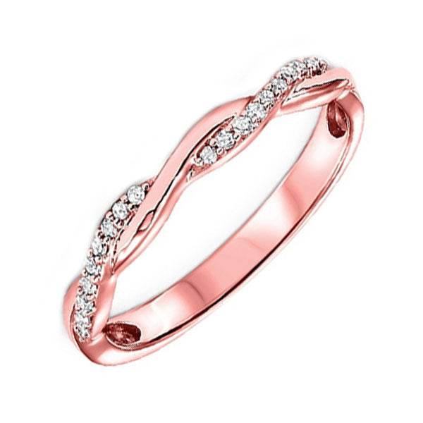 14KT Pink Gold & Diamond Stackable Fashion Ring   - 1/10 ctw