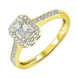 14KT Yellow Gold & Diamond Baguette Halo Ring - 1/2 ctw