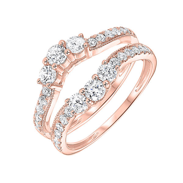 14KT Pink Gold & Diamond Classic Book Diamond Wraps Bridal Set Ring   - 1/2 ctw