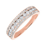 14KT Pink Gold & Diamond 3 Row Fashion Ring  - 3/4 ctw