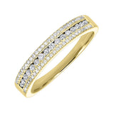 14KT Yellow Gold & Diamond 3 Row Fashion Ring  - 1/3 ctw