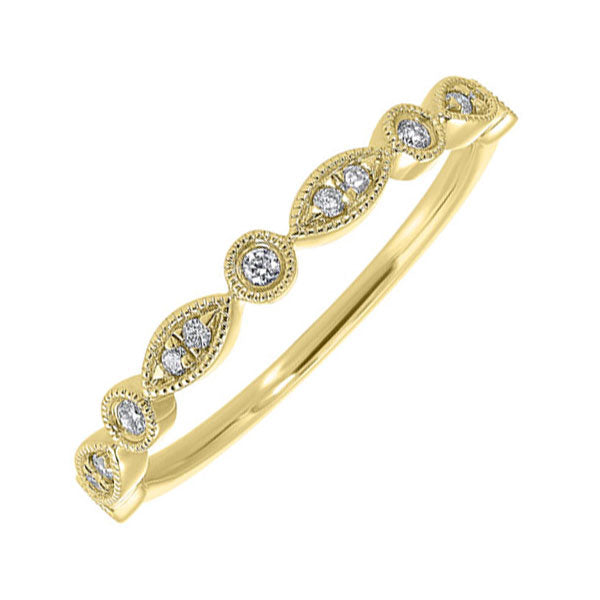 14KT Yellow Gold & Diamond Classic Book Stackable Fashion Ring   - 1/10 ctw