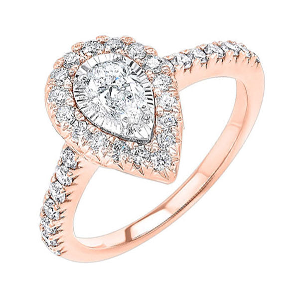 14KT Pink Gold & Diamonds Stunning Engagement Ring - 3/4 CTW