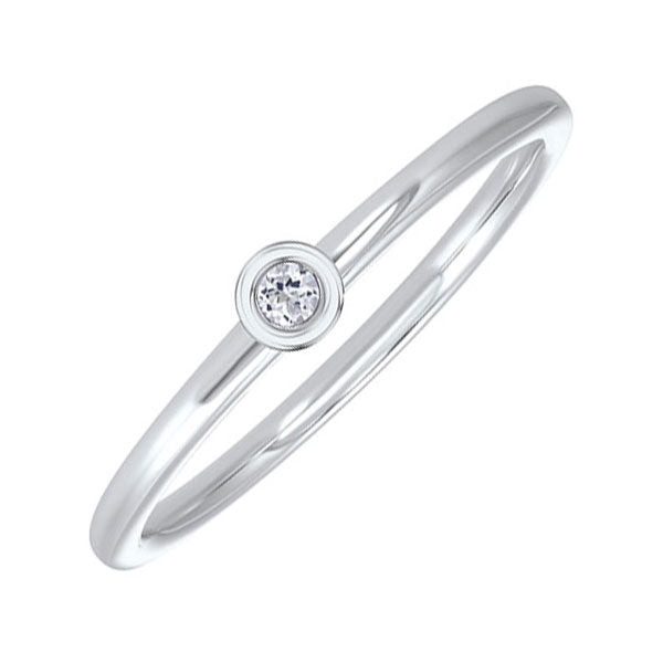 10KT White Gold Classic Book Birthstone Stackable Fashion Ring