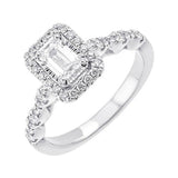 Silver (SLV 995) Cubic Zirconia Sparkle Engagement Ring  - 7/8 ctw