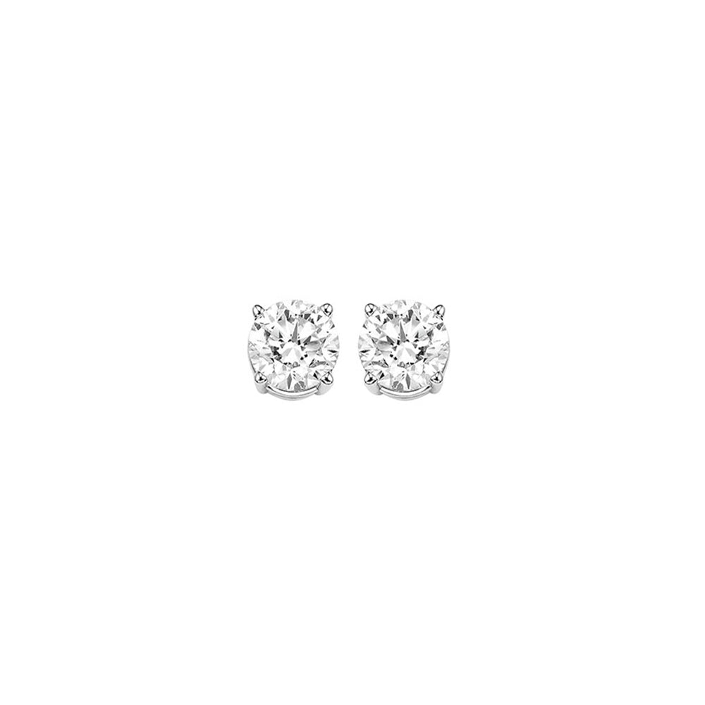 14KT White Gold & Diamond Classic Book Round Stud Earrings  - 1/3 ctw