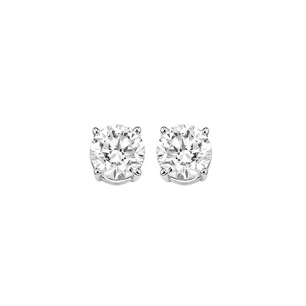 14KT White Gold & Diamond Classic Book Round Stud Earrings  - 3/4 ctw