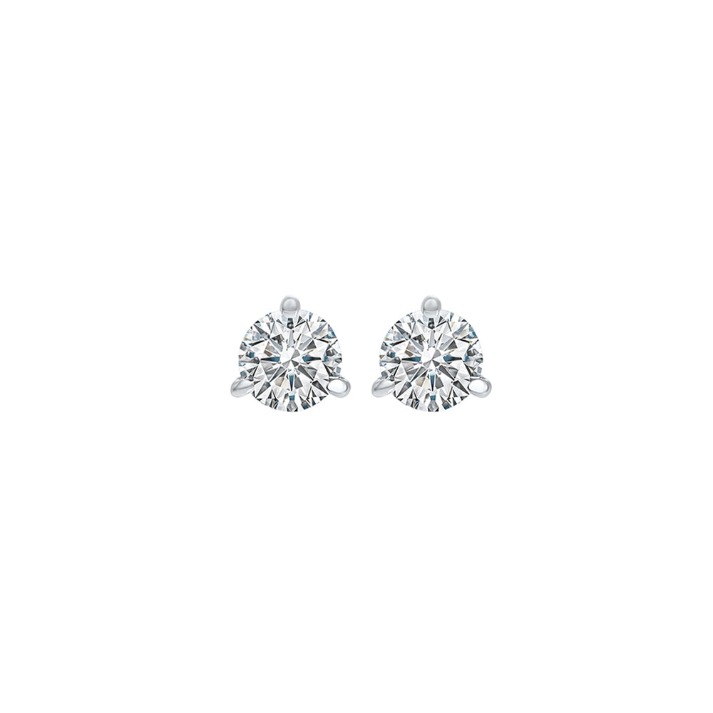 18KT White Gold & Diamond Classic Book Round Stud Earrings  - 1/8 ctw