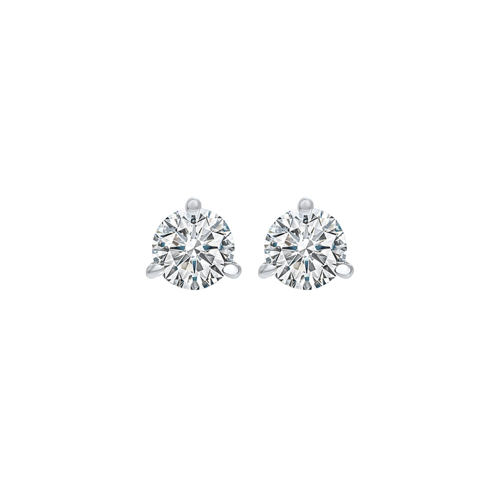 18KT White Gold & Diamond Classic Book Round Stud Earrings  - 1/4 ctw