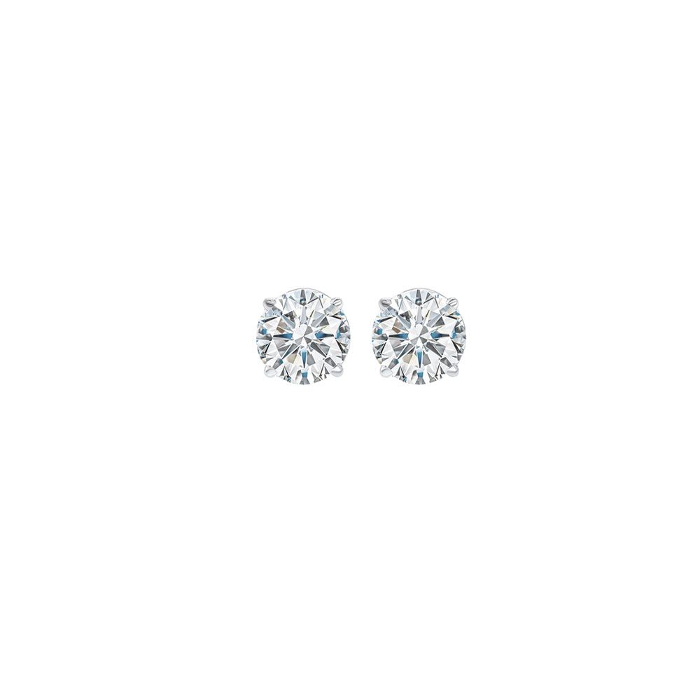 14KT White Gold & Diamond Classic Book Round Stud Earrings  - 1/5 ctw