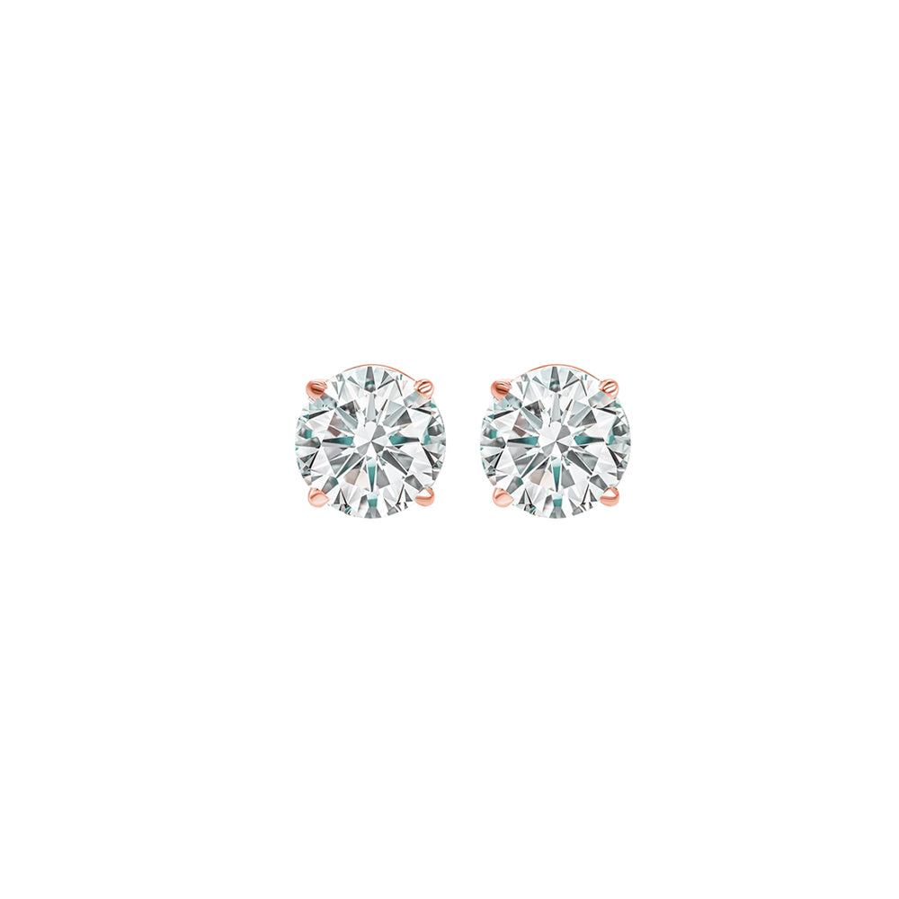 14KT Pink Gold & Diamond Stud Earrings -1/3 ctw