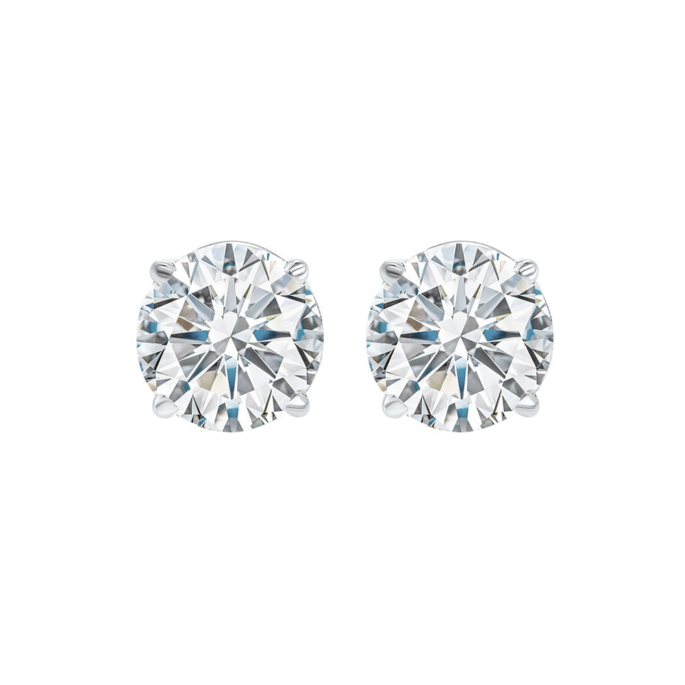 14KT White Gold & Diamond Classic Book Round Stud Earrings  - 1 ctw