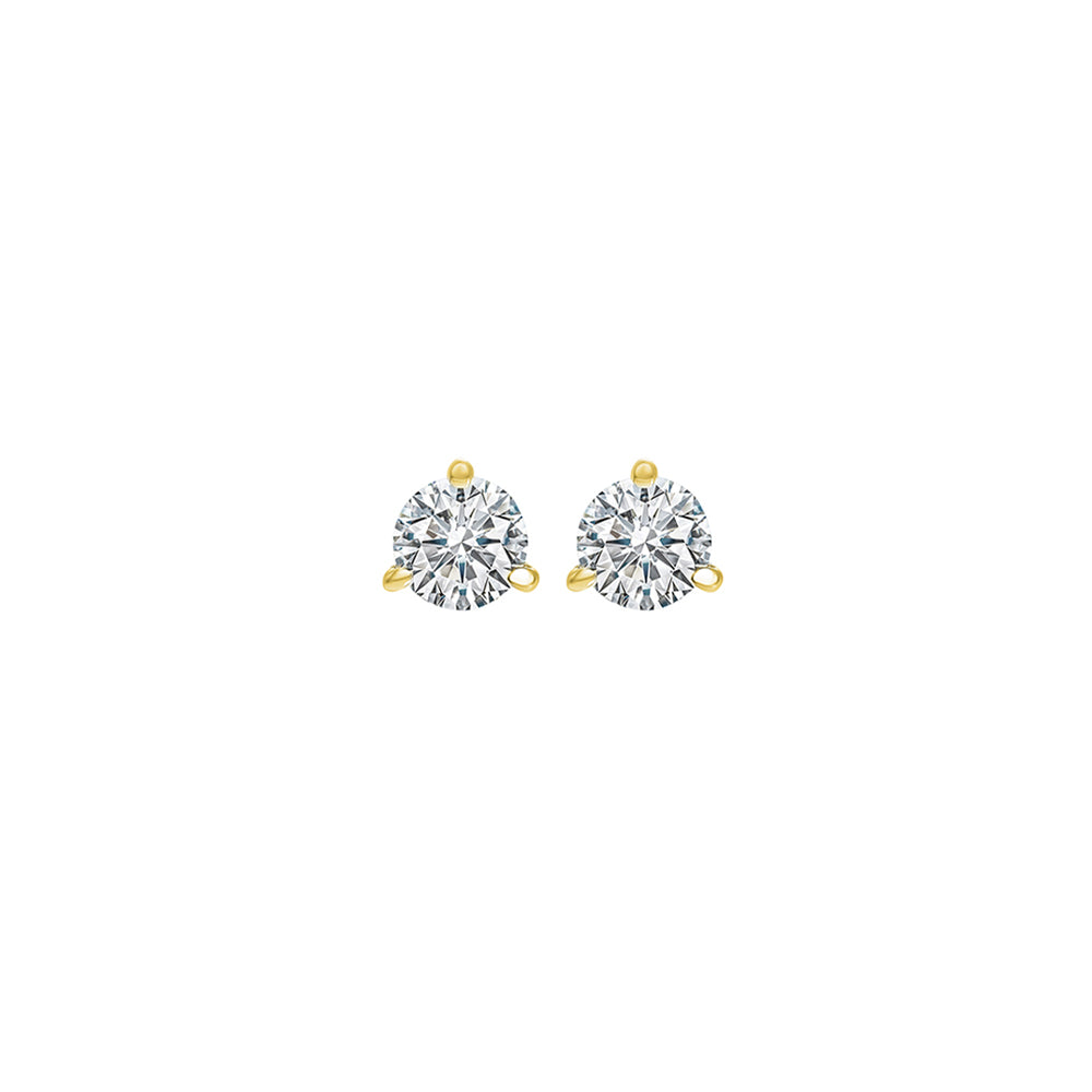 14KT Yellow Gold & Diamond Round Stud Earrings  - 1/10 ctw
