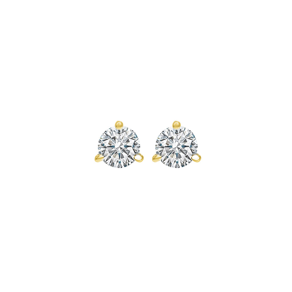 14KT Yellow Gold & Diamond Round Stud Earrings  - 1/8 ctw