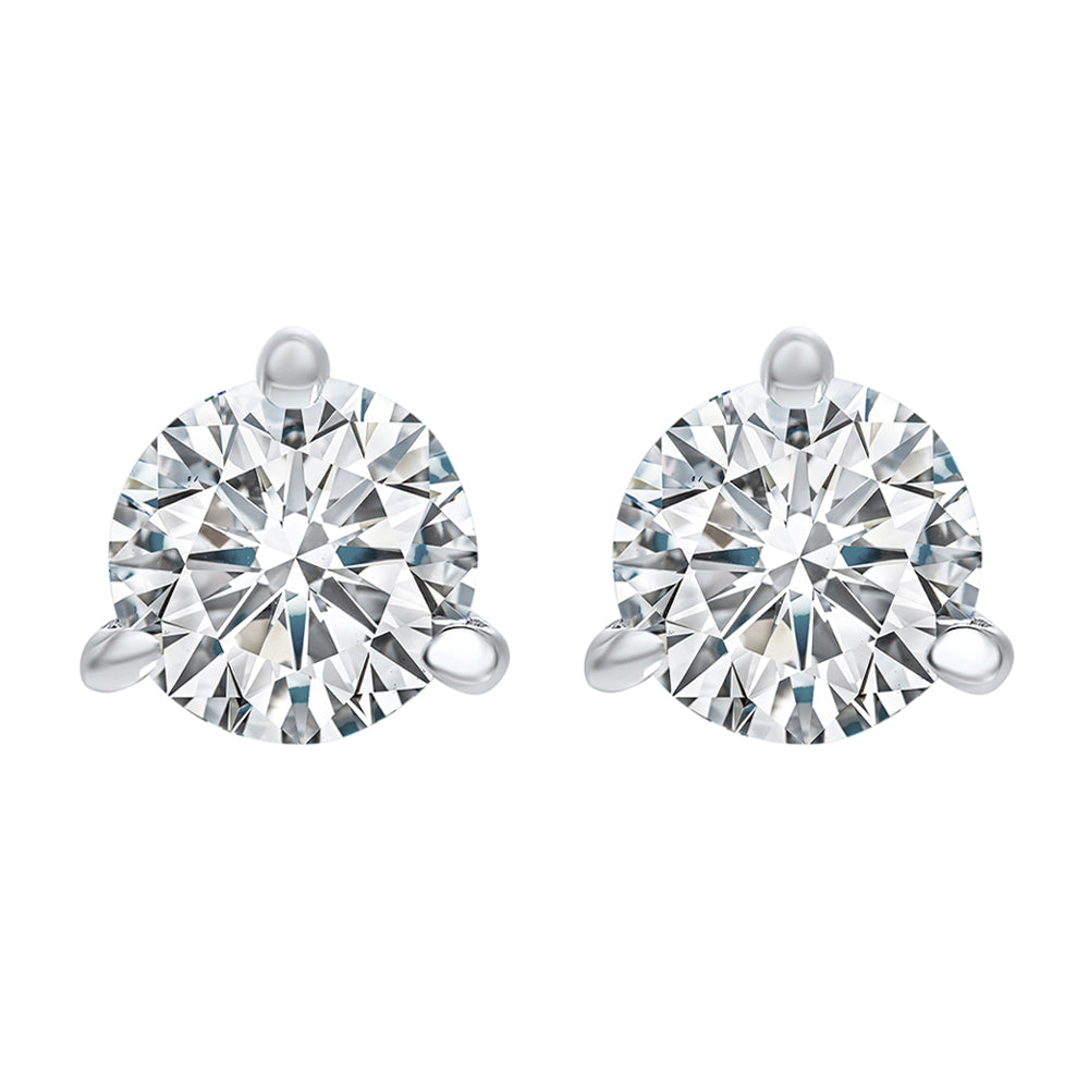 14KT White Gold & Diamond Classic Book Round Stud Earrings  - 2 ctw