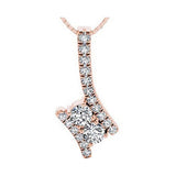 14KT Pink Gold & Diamond TWO Stone Jewelery Neckwear Pendant  - 3/4 ctw