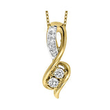 14KT Yellow Gold & Diamond TWO Stone Jewelery Neckwear Pendant  - 1/5 ctw