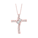 14KT Pink Gold & Diamond Cross Pendants Neckwear Pendant  - 1/4 ctw