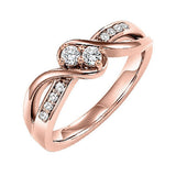 14KT Pink Gold & Diamond TWO Stone Jewelery Fashion Ring  - 1/5 ctw