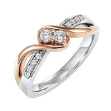14KT White & Pink Gold & Diamonds Stunning Fashion Ring - 1/10 ctw